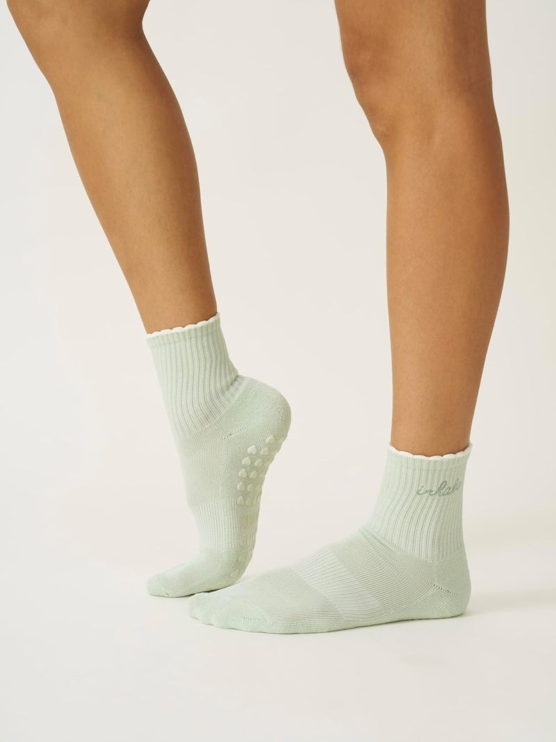 Shapes Studio Crew Half Calf Grip Socks, Cutest Fruits Pilates Socks, Ruffle socks, Non-Slip, Barre Yoga Fitness - Image 5